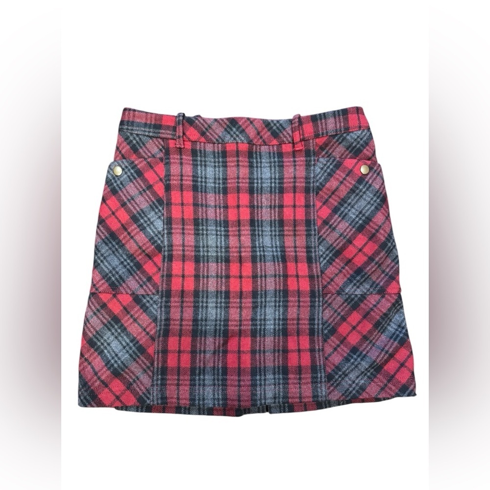 Eddie Bauer Wool Blend Plaid Skirt Womens Size 4 Zip Up Back Preppy Holiday Wear